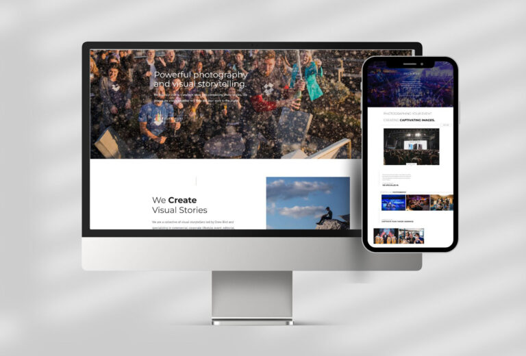 Websites for Photographers, strategic website for commercial photographer shown on desktop and phone