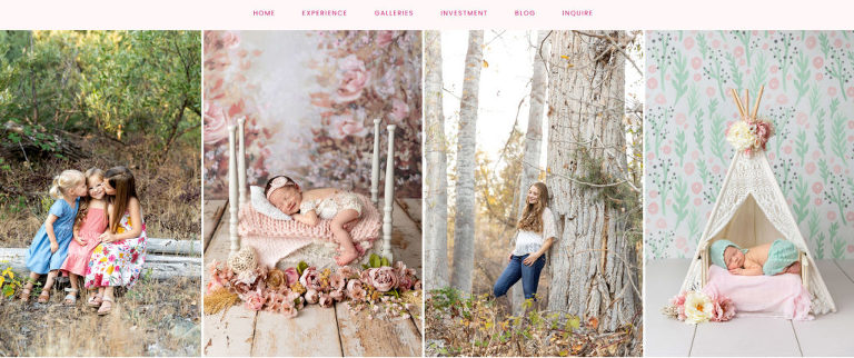 Feminine Website for Photographer - Newborn photography studio in California