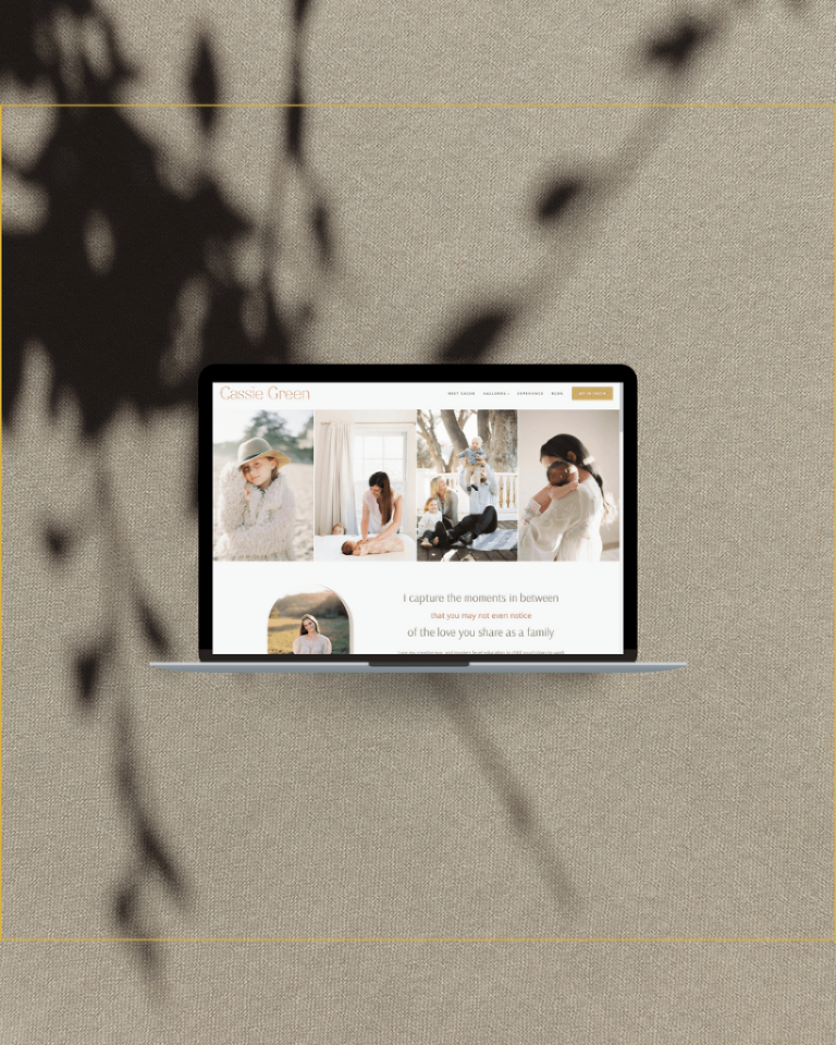 website design for photographers, photography website shown on laptop