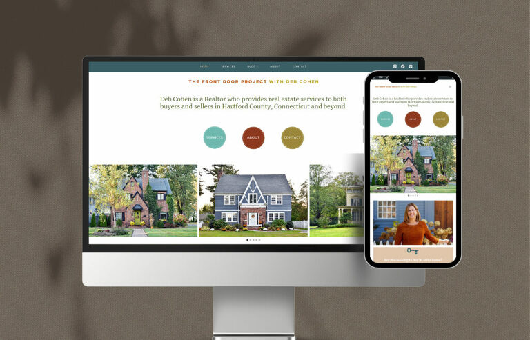website design for ct real estate agent by Jessie Mary & Co, computer screen showing website