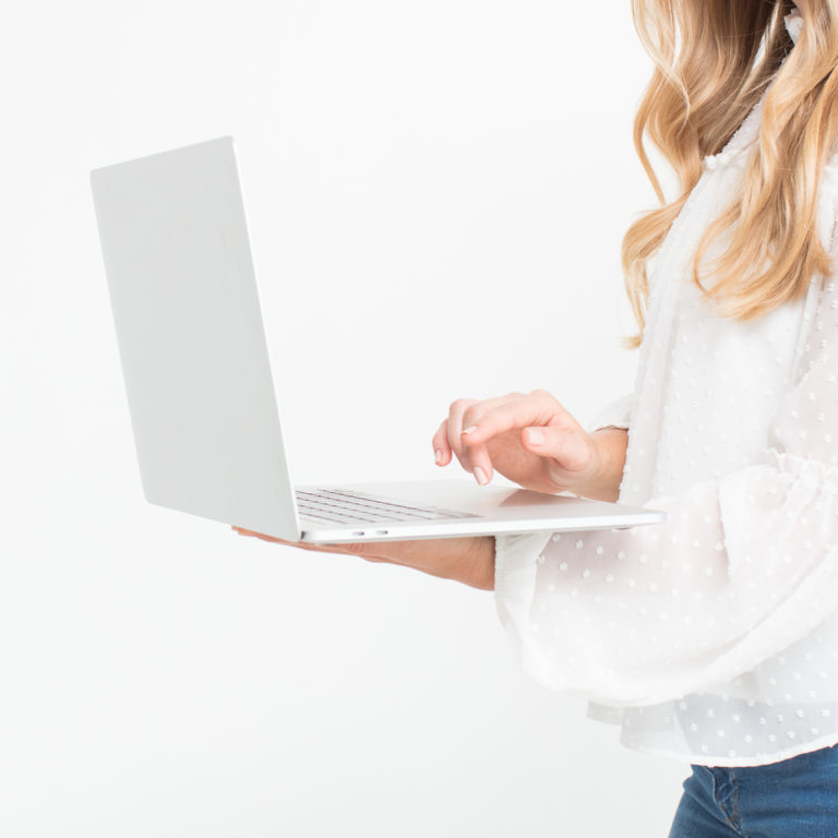 Woman working on laptop